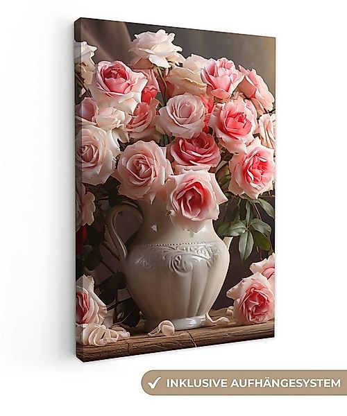 OneMillionCanvasses® Leinwandbild Blumen - Rosen - Vase - Stilleben - Blume günstig online kaufen