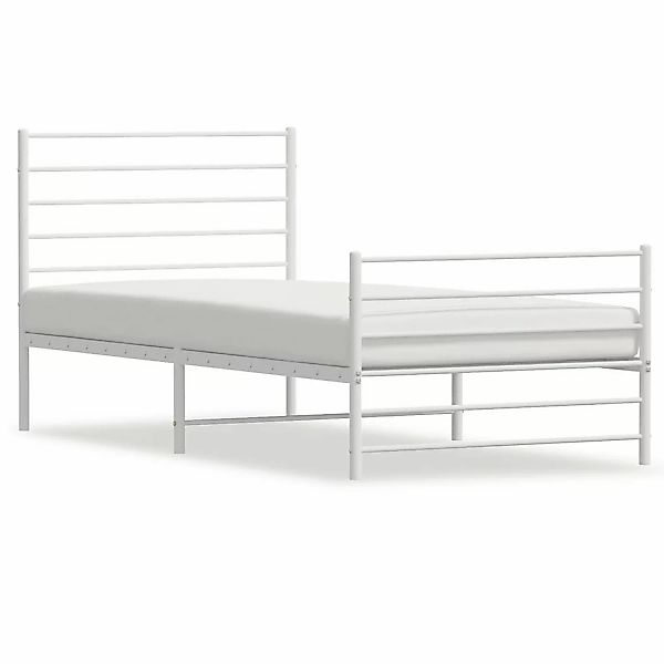 vidaXL Bettgestell mit Kopf- und Fußteil Metall Weiß 75x190 cm Modell 21730 günstig online kaufen