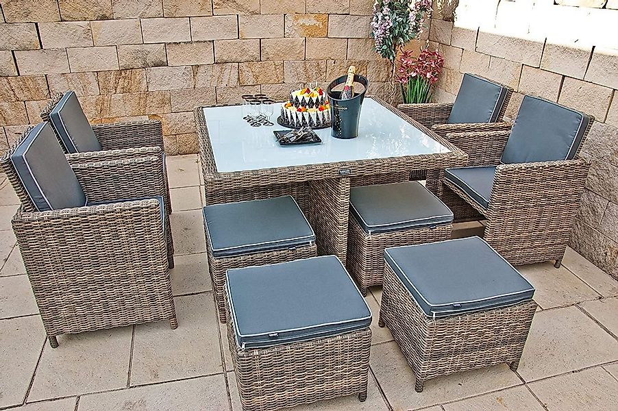 Ragnarök Möbel-Design Garten-Essgruppe Esstisch Set Heimdall 4+4, (Set, Pol günstig online kaufen