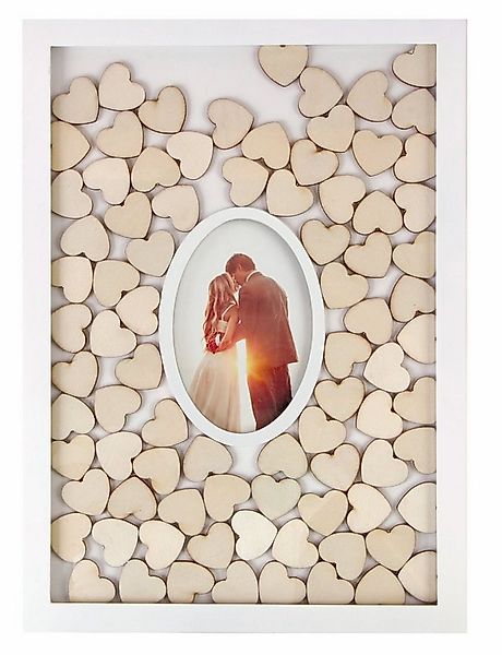 Spetebo Einzelrahmen Hochzeitsgästebuch mit Fotorahmen + 72 Holz Herzen, fü günstig online kaufen