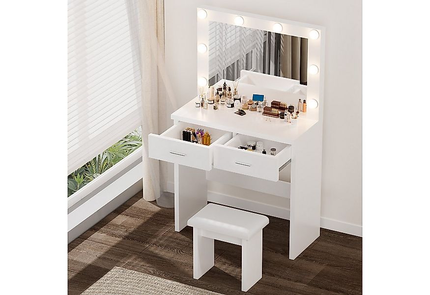 oyajia Schminktisch Kosmetiktisch mit LED Spiegel und Hocker, Einstellbare günstig online kaufen