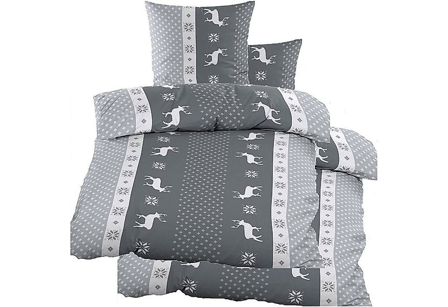 KH-Haushaltshandel Bettwäsche Biber Winter Bettwäsche 2x(135 x 200 + 80x80 günstig online kaufen