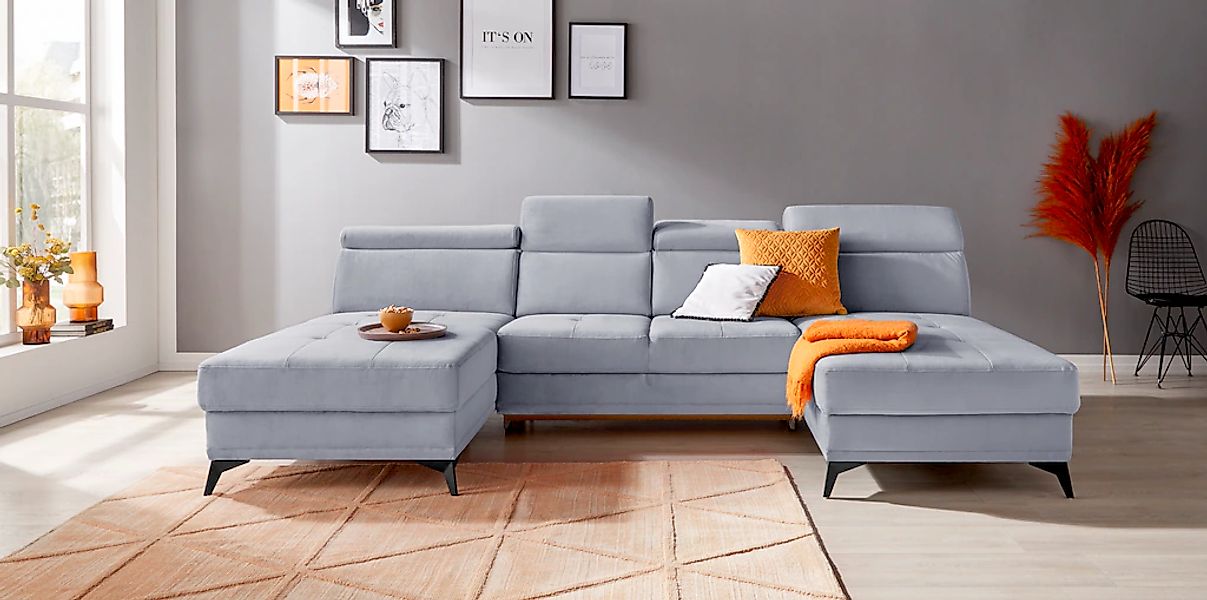 Home affaire Wohnlandschaft "Cardiz U-Form" inkl.Kopfteilverstellung und Fe günstig online kaufen