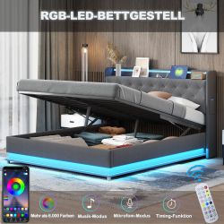 MODFU Polsterbett mit LED-Farbwechsel (Stauraumbett mit günstig online kaufen