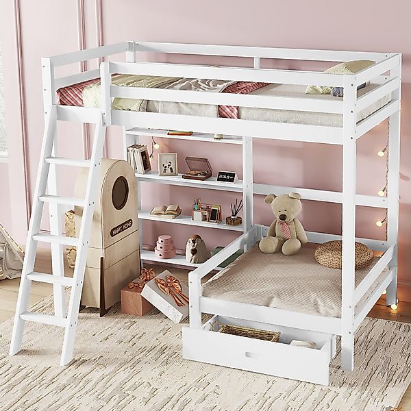 Flieks Hochbett Etagenbett mit Regalen und günstig online kaufen