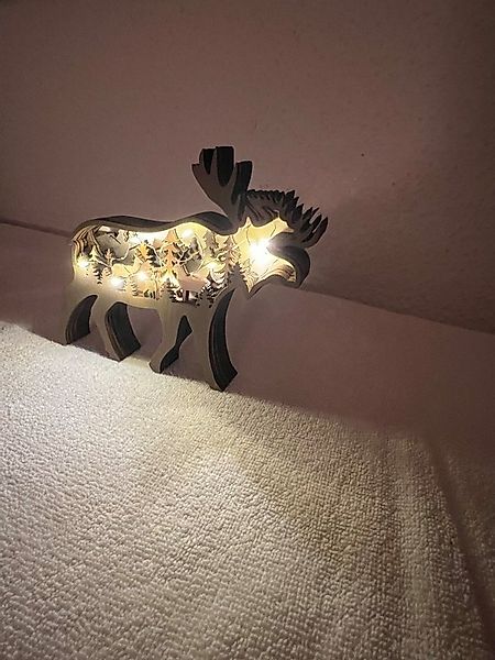 Stelby Tierfigur Dekoration Holzmodell Elch mit LED Lichtern (Kompakte Größ günstig online kaufen