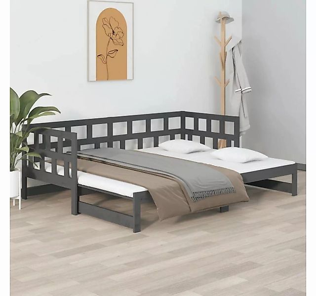 furnicato Bett Tagesbett Ausziehbar Grau Massivholz Kiefer 2x(90x200) cm günstig online kaufen