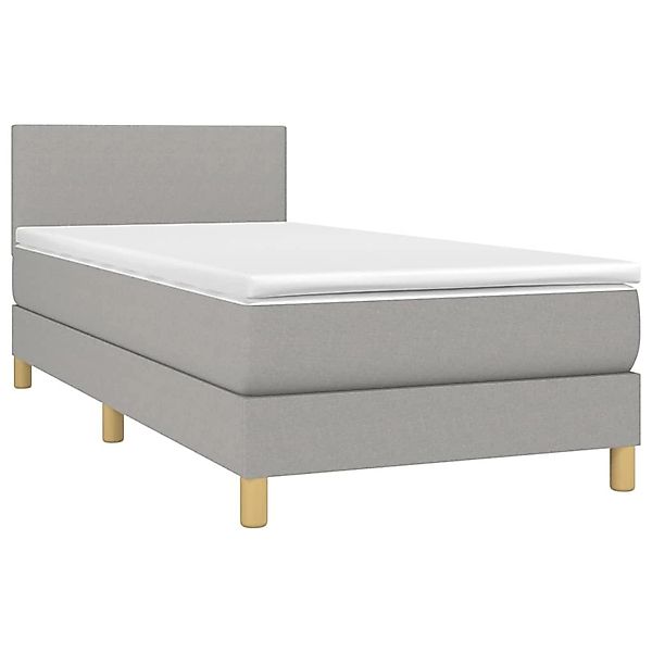 vidaXL Boxspringbett mit Matratze & LED Hellgrau 90x200 cm Stoff 3133525 günstig online kaufen