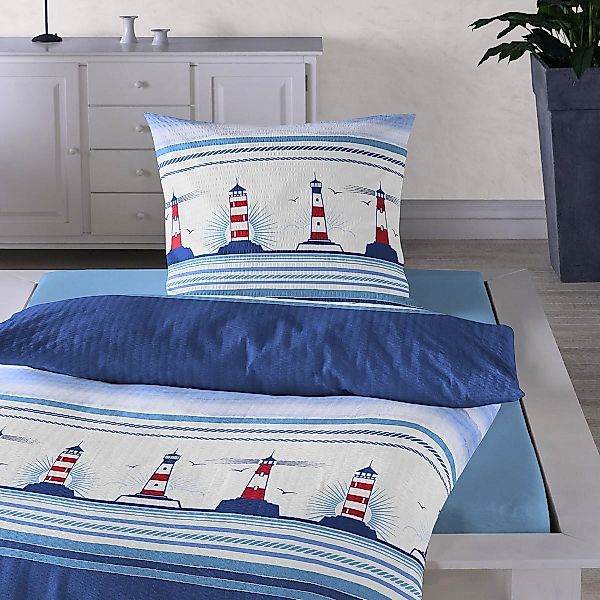 TRAUMSCHLAF Bettwäsche Leuchtturm, Seersucker, 2 teilig, günstig online kaufen