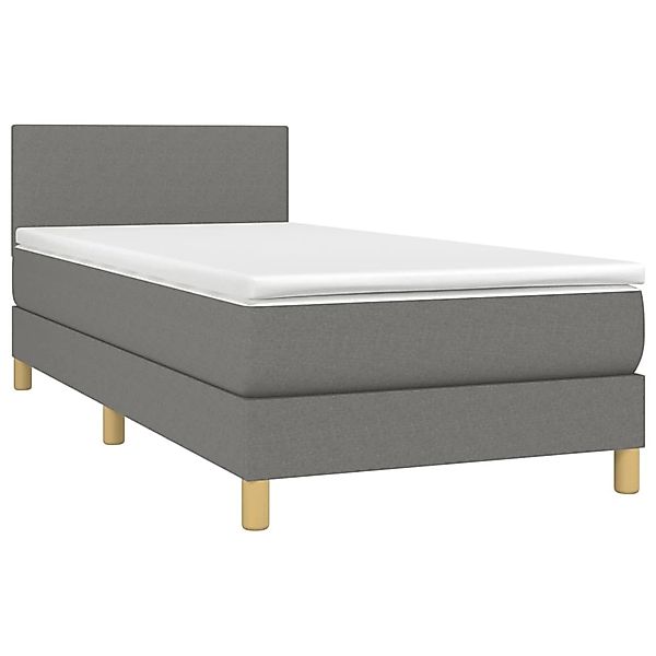 vidaXL Boxspringbett mit Matratze & LED Dunkelgrau 100x200 cm Stoff 3133534 günstig online kaufen