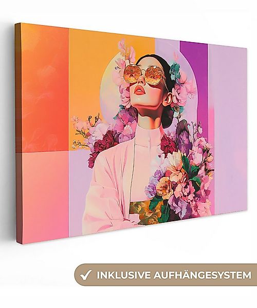 OneMillionCanvasses® Leinwandbild Porträt - Frau - Abstrakt - Blumen, Fotod günstig online kaufen