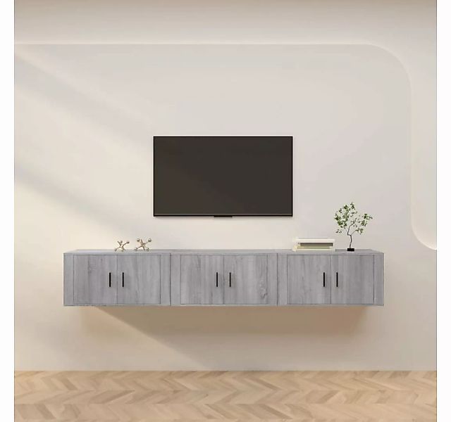 furnicato TV-Schrank TV-Wandschränke 3 Stk. Grau Sonoma 80x34,5x40 cm günstig online kaufen