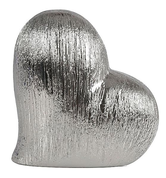 BURI Dekofigur Keramik Deko-Herz in Silber Dekoelement Dekoration Raumschmu günstig online kaufen