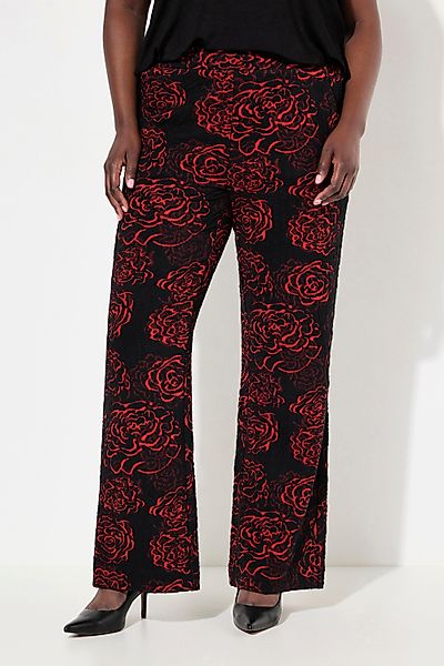 Ulla Popken Funktionshose Jacquard-Jerseyhose Blüten weites günstig online kaufen