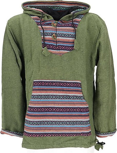 Guru-Shop Sweater Goa Kapuzenshirt, Baja Hoody - grün/bunt Hippie, Ethno St günstig online kaufen
