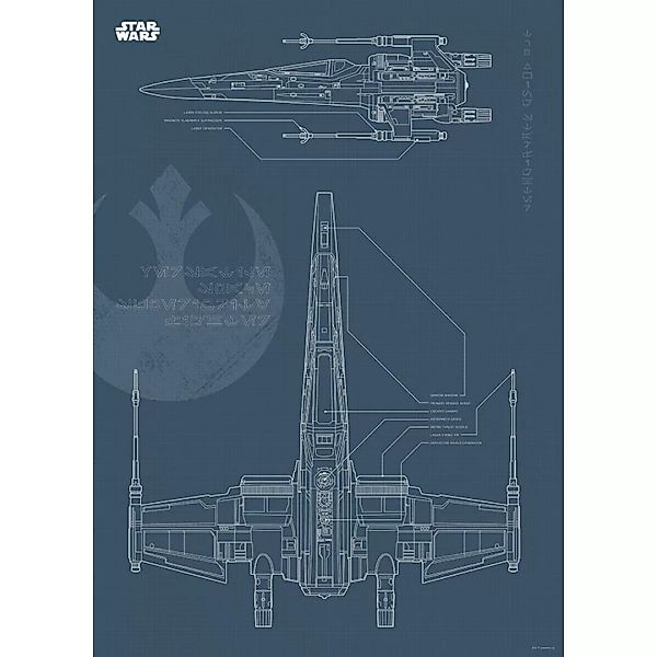 KOMAR Wandbild - Star Wars Blueprint X-Wing - Größe: 50 x 70 cm mehrfarbig günstig online kaufen