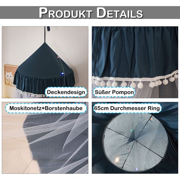 BTTO Moskitonetz Kinderbett Moskitonetz mit Pompon,Deckenmontiertes,Doppell günstig online kaufen