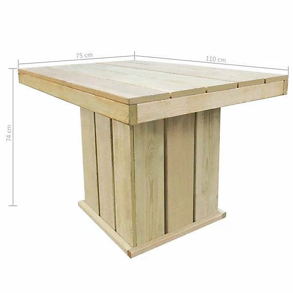 Gartentisch 110x75x74 Cm Impregniertes Kiefernholz günstig online kaufen