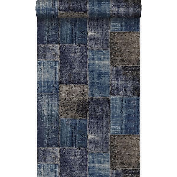 Origin Wallcoverings Tapete Kelim-Patchwork Taupe und Blau 53 cm x 10.05 m günstig online kaufen
