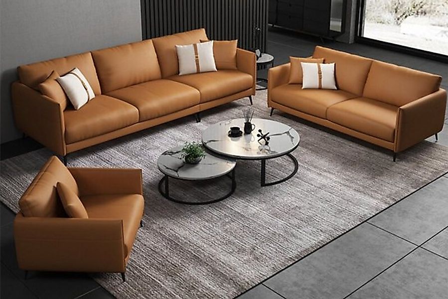 JVmoebel Sofa Braune Sofagarnitur 3+2+1Sitzer Ledersofa Couch Wohnlandschaf günstig online kaufen