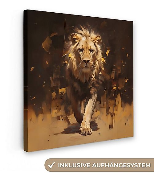 OneMillionCanvasses® Leinwandbild Löwe - Gemalt - Abstrakt - Gold, Fotodruc günstig online kaufen