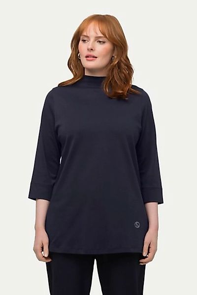 Ulla Popken T-Shirt Shirt A-Linie Stehkragen 3/4-Arm Pima Cotton günstig online kaufen