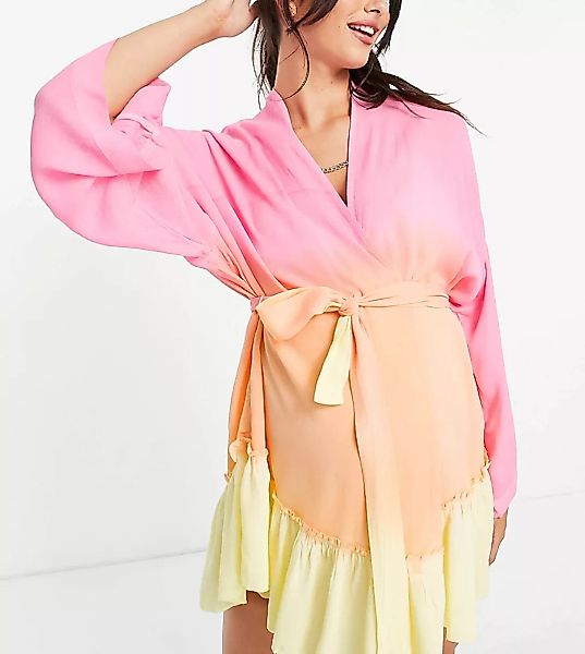 ASOS DESIGN Maternity – Strandkimono mit Farbverlauf-Design und Gürtel-Mehr günstig online kaufen