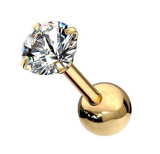 Taffstyle Piercing-Set Tragus Chirurgenstahl mit runden Zirkonia Gold 1,2mm günstig online kaufen