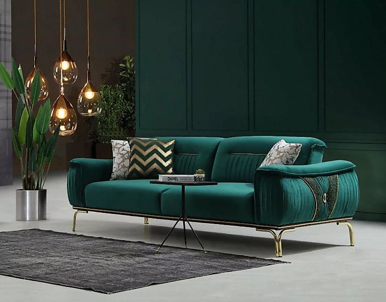 Casa Padrino Sofa Luxus Wohnzimmer Sofa mit verstellbarer Rückenlehne Grün günstig online kaufen