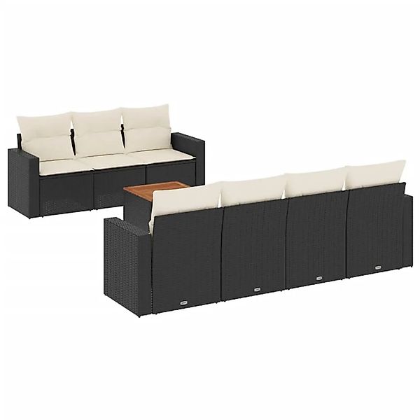 vidaXL 8-Tlg Garten-Sofagarnitur mit Kissen Schwarz Poly Rattan 3256357 günstig online kaufen