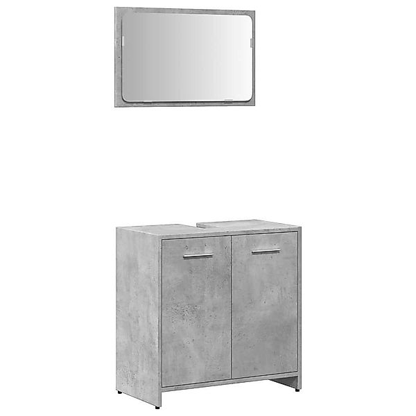 vidaXL Badezimmer-Set Badschrank mit Spiegel Betongrau günstig online kaufen