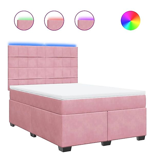 vidaXL Boxspringbett mit Matratze Rosa 140x190 cm Samt 3293211 günstig online kaufen