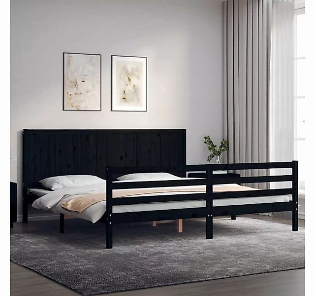 furnicato Bett Massivholzbett mit Kopfteil Schwarz 200x200 cm günstig online kaufen