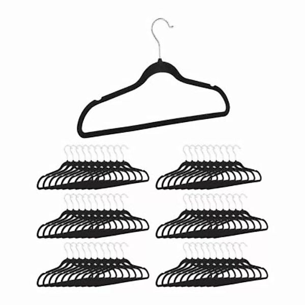relaxdays 60 x Kleiderbügel Samtüberzug schwarz günstig online kaufen