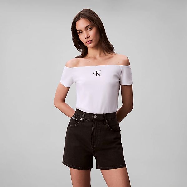 Calvin Klein Jeans Blusentop "MNGRM OFF SHLDR STRT", Mit tiefem Rundhalsaus günstig online kaufen