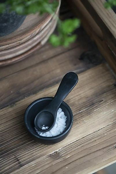 Kleine Salzschale mit Löffel aus schwarzem Stein günstig online kaufen