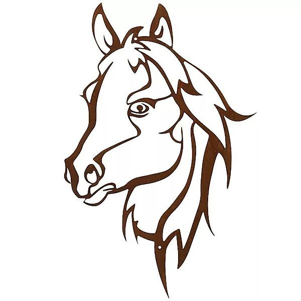 Wandbild Silhouette Pferdekopf Metall Rostig Wanddeko Pferd Scherenschnitt günstig online kaufen