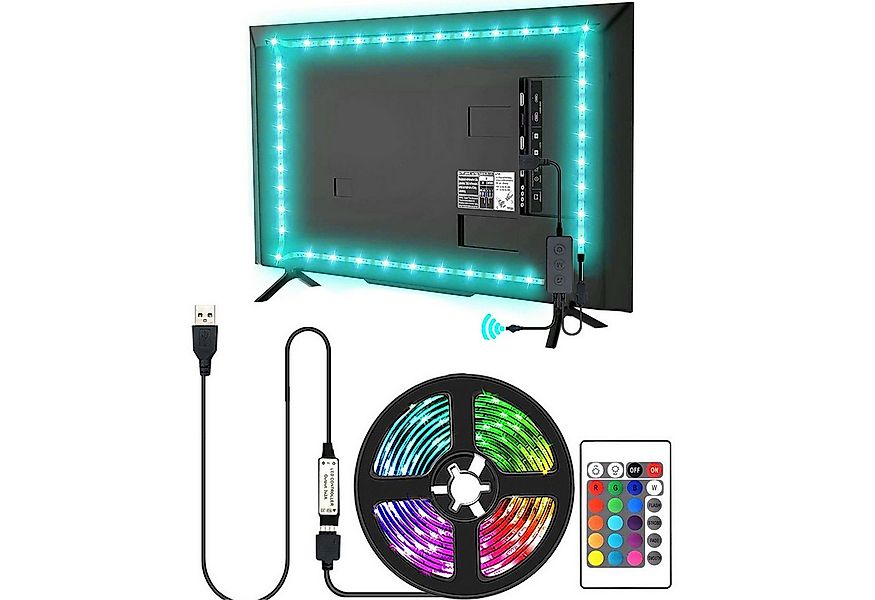 KINSI LED Stripe LED TV Hintergrundbeleuchtung mit Fernbedienung,USB RGB Li günstig online kaufen