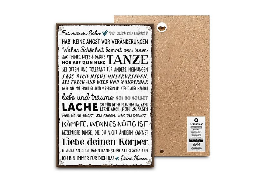 ARTFAVES Holzbild Schild mit Spruch - Für meinen SOHN - Liebe, Mama, Mutter günstig online kaufen