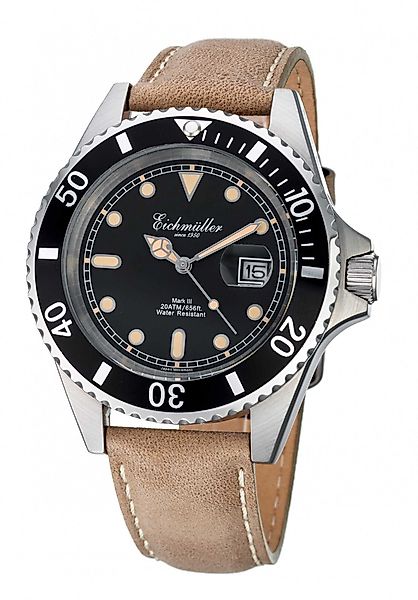 Eichmüller Taucheruhr Herrenuhr Lederband Hellbraun 20 günstig online kaufen
