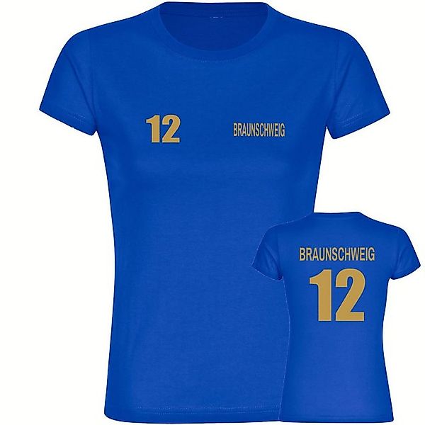 multifanshop T-Shirt Damen Braunschweig - Trikot Nummer 12 gold - Frauen günstig online kaufen