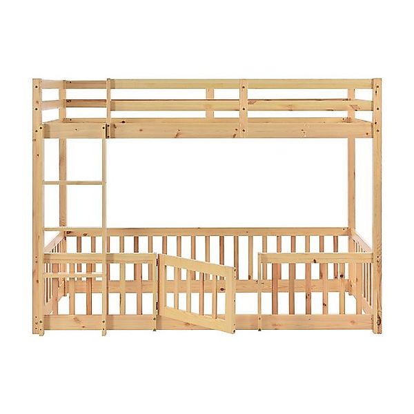 XDeer Kinderbett Kinderbett mit rechtwinkliger Treppe Zäune und Türchen, Et günstig online kaufen