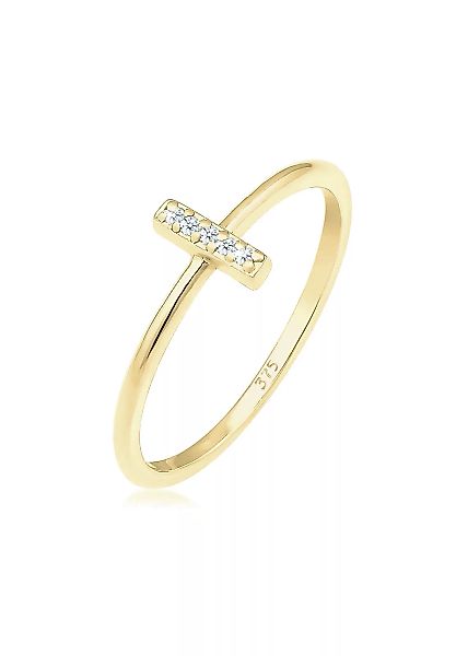 Elli DIAMONDS Diamantring "Kreuz Symbol Geo Diamant (0.025 ct.) 375 Gelbgol günstig online kaufen