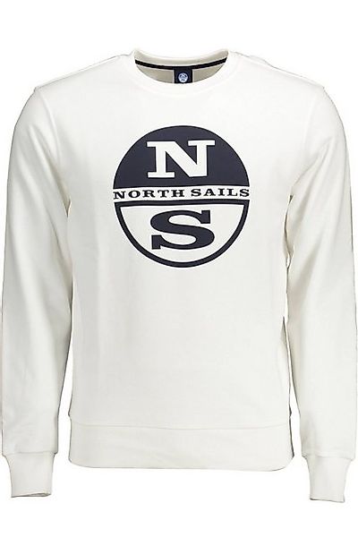 North Sails Sweatshirt Herren-Sweatshirt Weiß: Langarm, Rundhals, Logo - günstig online kaufen