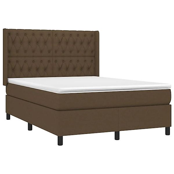 vidaXL Boxspringbett mit Matratze und LED Dunkelbraun 140x200 cm Stoff 3138 günstig online kaufen