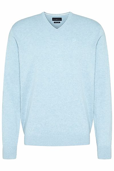 bugatti V-Ausschnitt-Pullover, aus atmungsaktiver Baumwolle und mit Logo-St günstig online kaufen