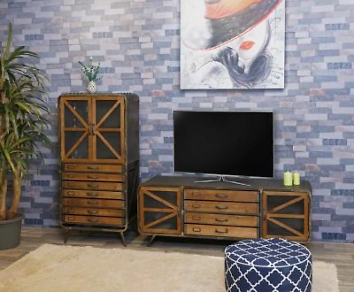 HWC Mendler Wohnzimmer-Set braun günstig online kaufen
