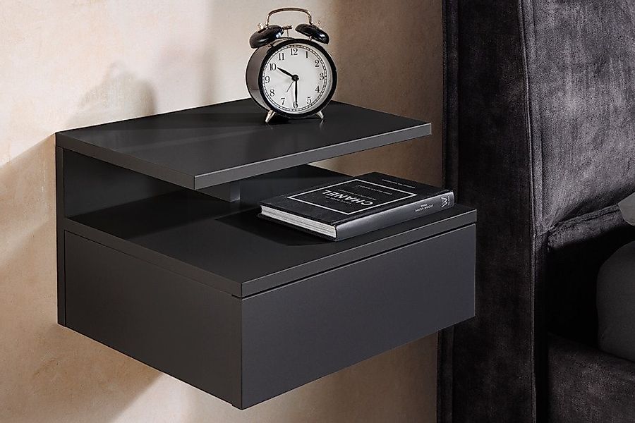 riess-ambiente Nachttisch FLOATING 35cm anthrazit · hängendes Regal mit Sch günstig online kaufen