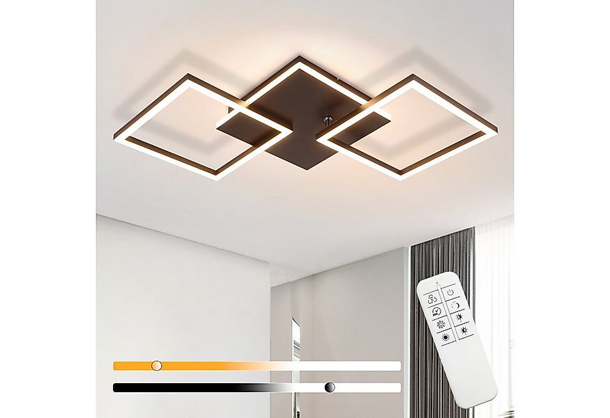 Nettlife LED Deckenleuchte Wohnzimmer Schwarz Dimmbar Eckig Modern 36W mit günstig online kaufen