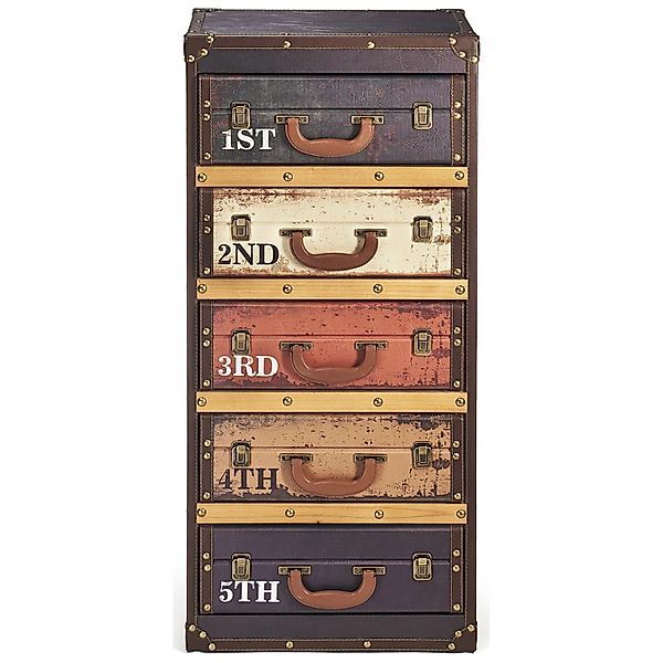 Kobolo Kofferregal Regal Kommode RETRO in Kofferoptik Bunt 5 Fächer 43x31x9 günstig online kaufen